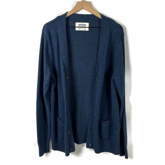 URBAN PIPELINE Men's Blue Cardigan Sweater Size Large Teacher Academia Preppy - Picture 1 of 9